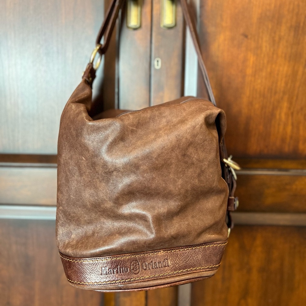 Marino Orlandi Brown Leather Convertible Bag